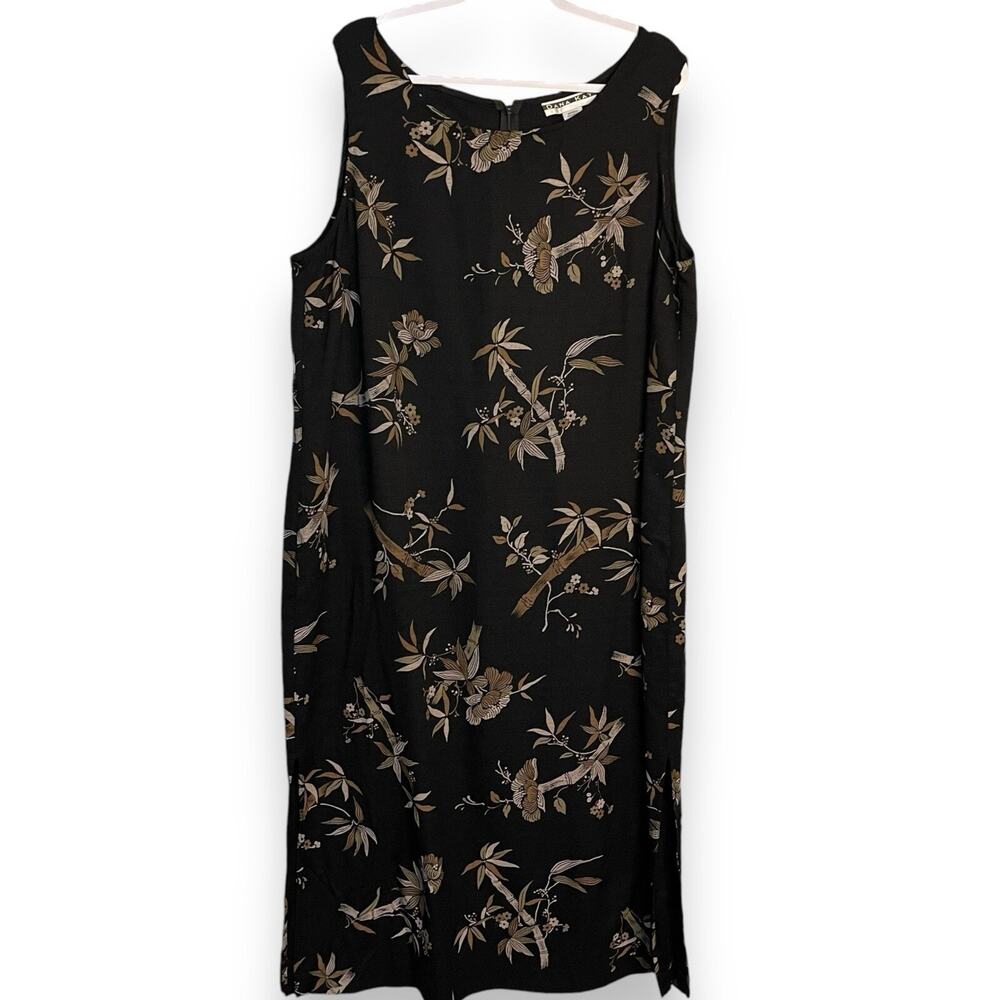 Dana Kay Floral Print Maxi Dress Womens 22W Black Retro Academia Business Casual